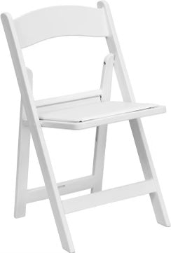 White Folding Chair With Padded Seat