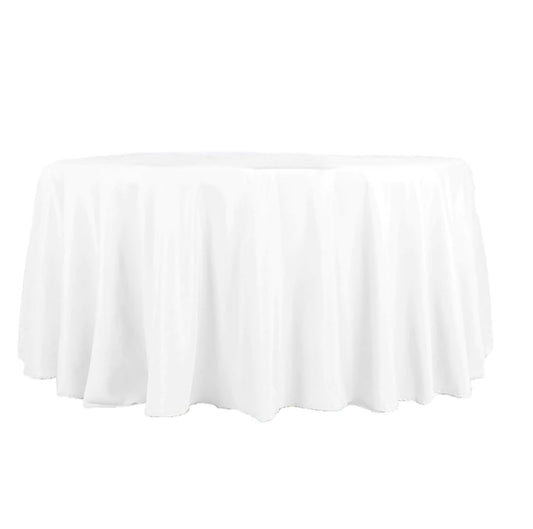 White Polyester Round Tablecloths